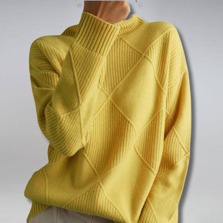 Poppy | Women's Turtleneck Diamond Knit Jumper