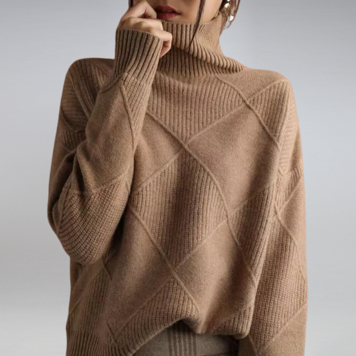 Poppy | Women's Turtleneck Diamond Knit Jumper