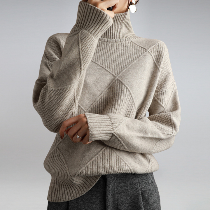 Poppy | Women's Turtleneck Diamond Knit Jumper