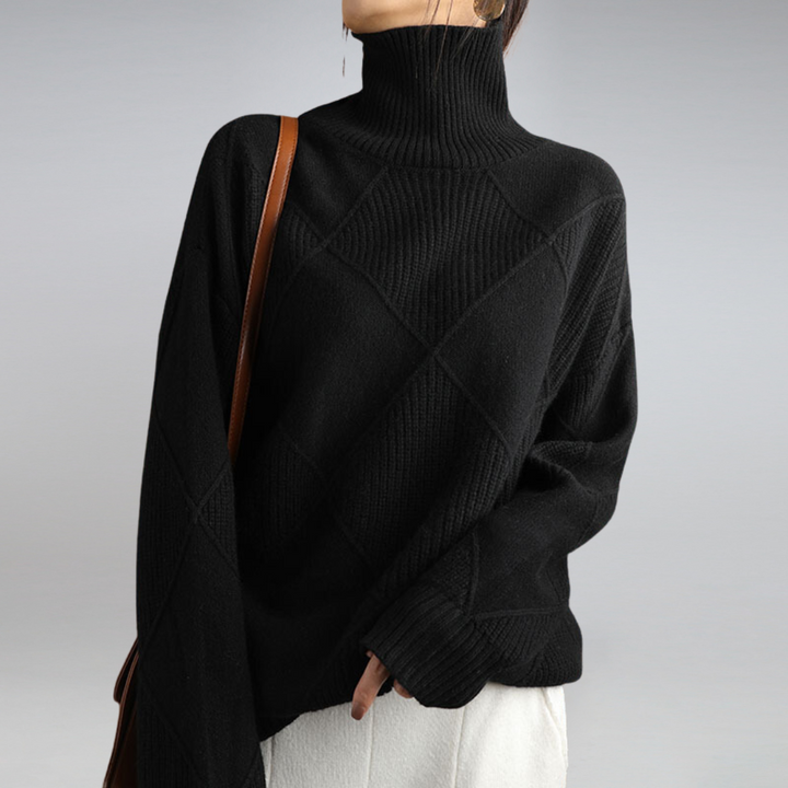 Poppy | Women's Turtleneck Diamond Knit Jumper