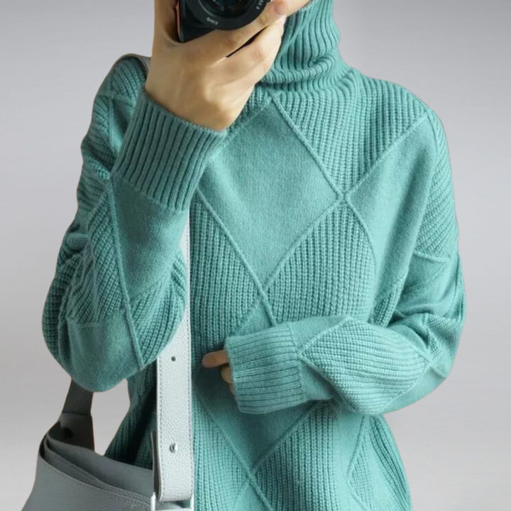 Poppy | Women's Turtleneck Diamond Knit Jumper