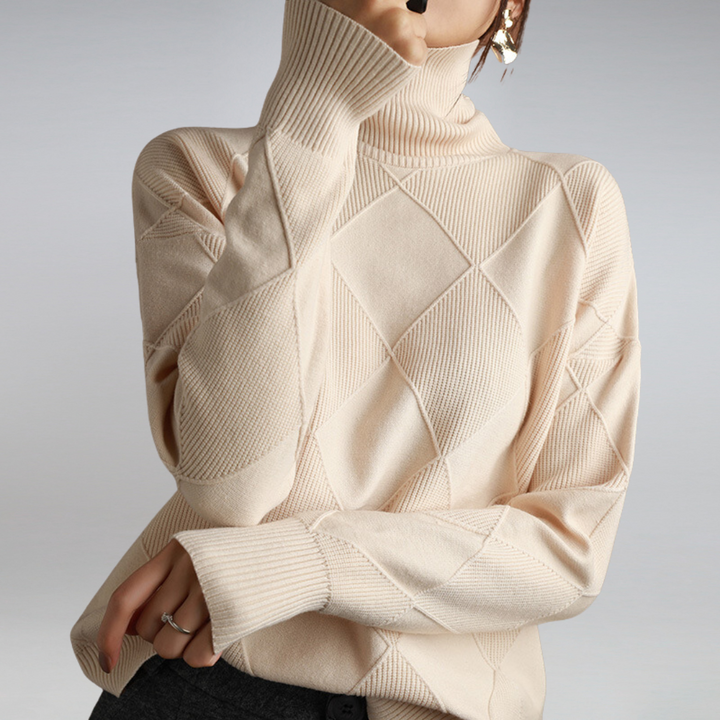 Poppy | Women's Turtleneck Diamond Knit Jumper