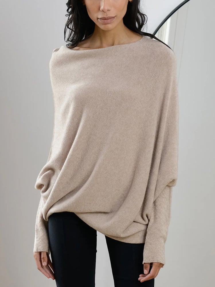 Rosie | Women's Asymmetric Draped Batwing Jumper