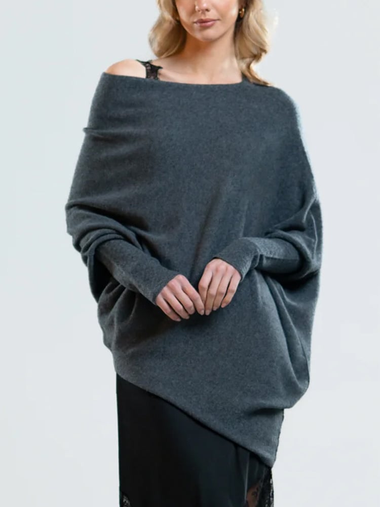 Rosie | Women's Asymmetric Draped Batwing Jumper