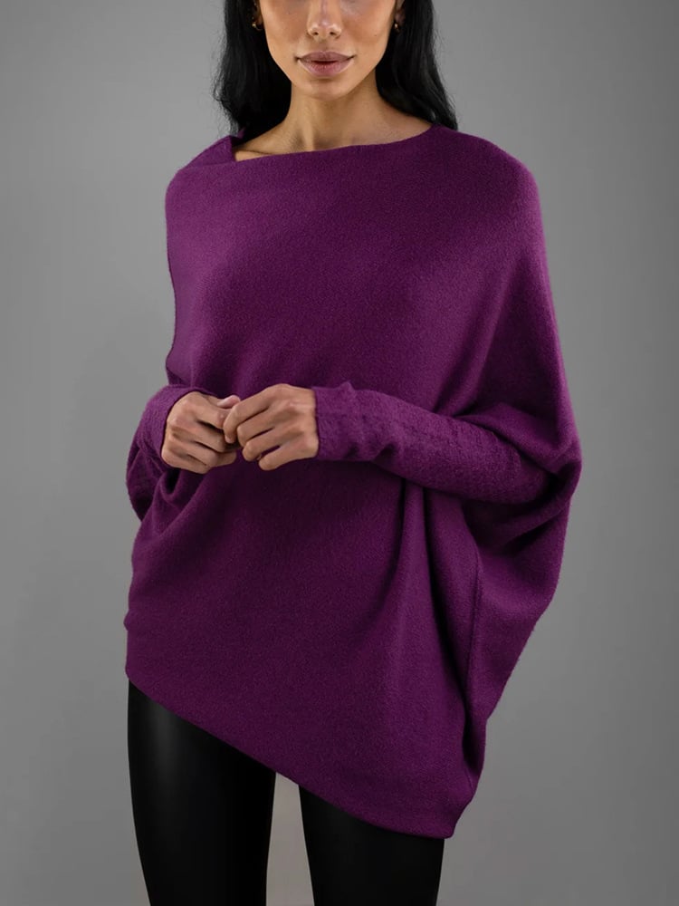 Rosie | Women's Asymmetric Draped Batwing Jumper