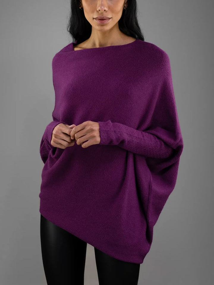 Rosie | Women's Asymmetric Draped Batwing Jumper