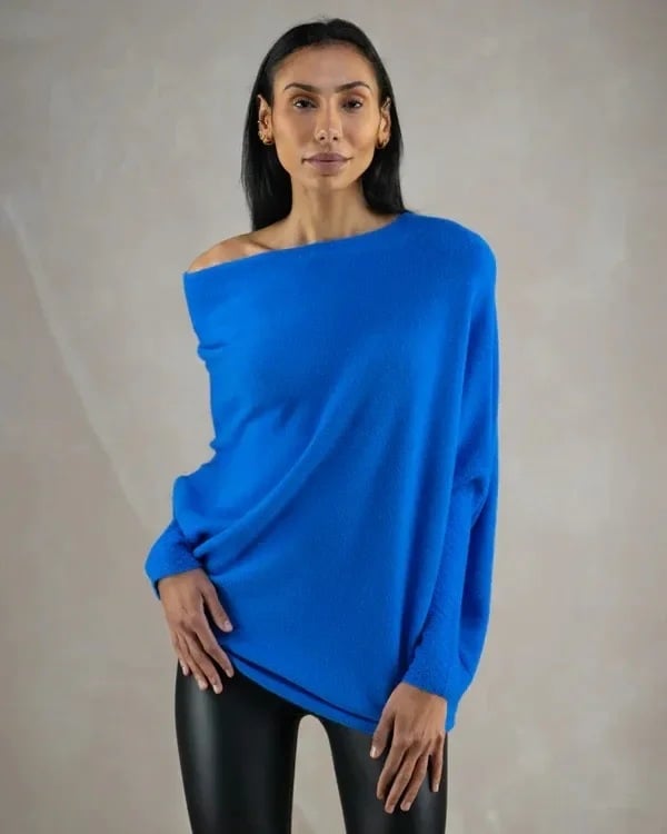 Rosie | Women's Asymmetric Draped Batwing Jumper