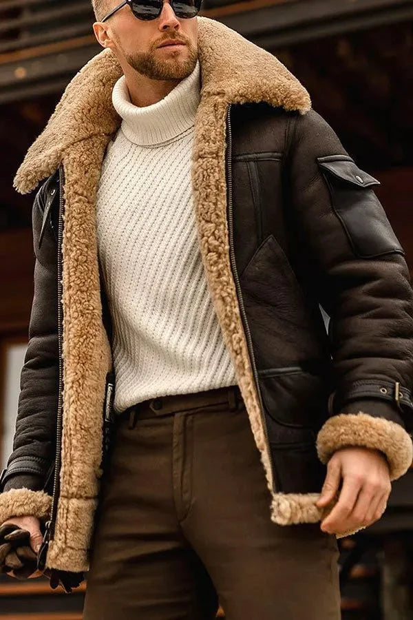 Rufus | Men's Faux Shearling Aviator Winter Bomber Jacket
