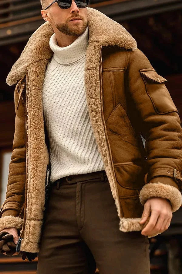 Rufus | Men's Faux Shearling Aviator Winter Bomber Jacket