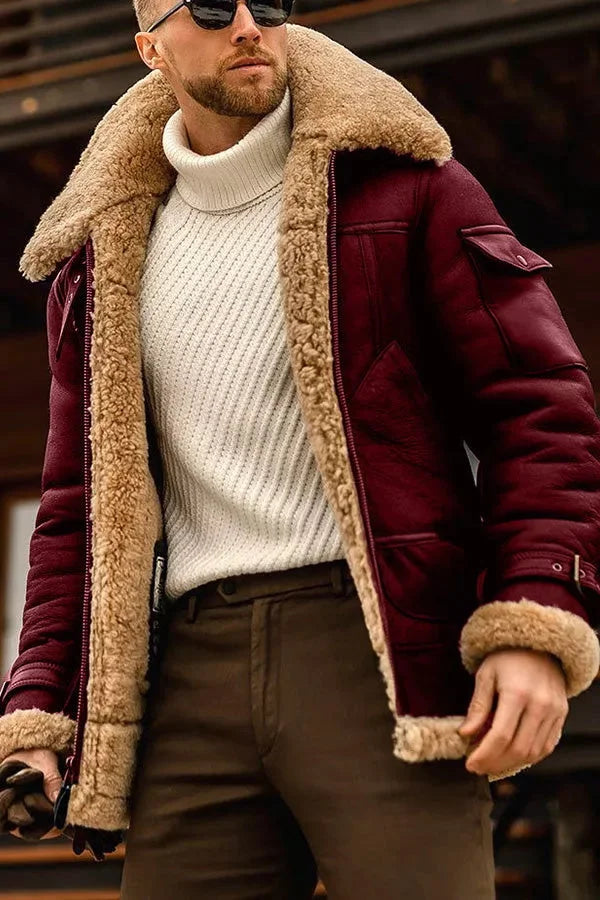 Rufus | Men's Faux Shearling Aviator Winter Bomber Jacket
