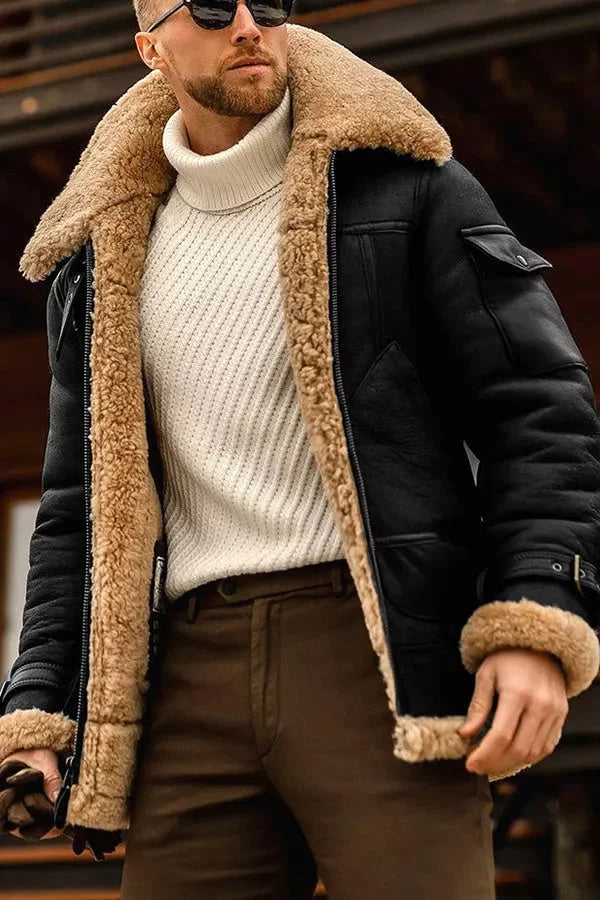 Rufus | Men's Faux Shearling Aviator Winter Bomber Jacket