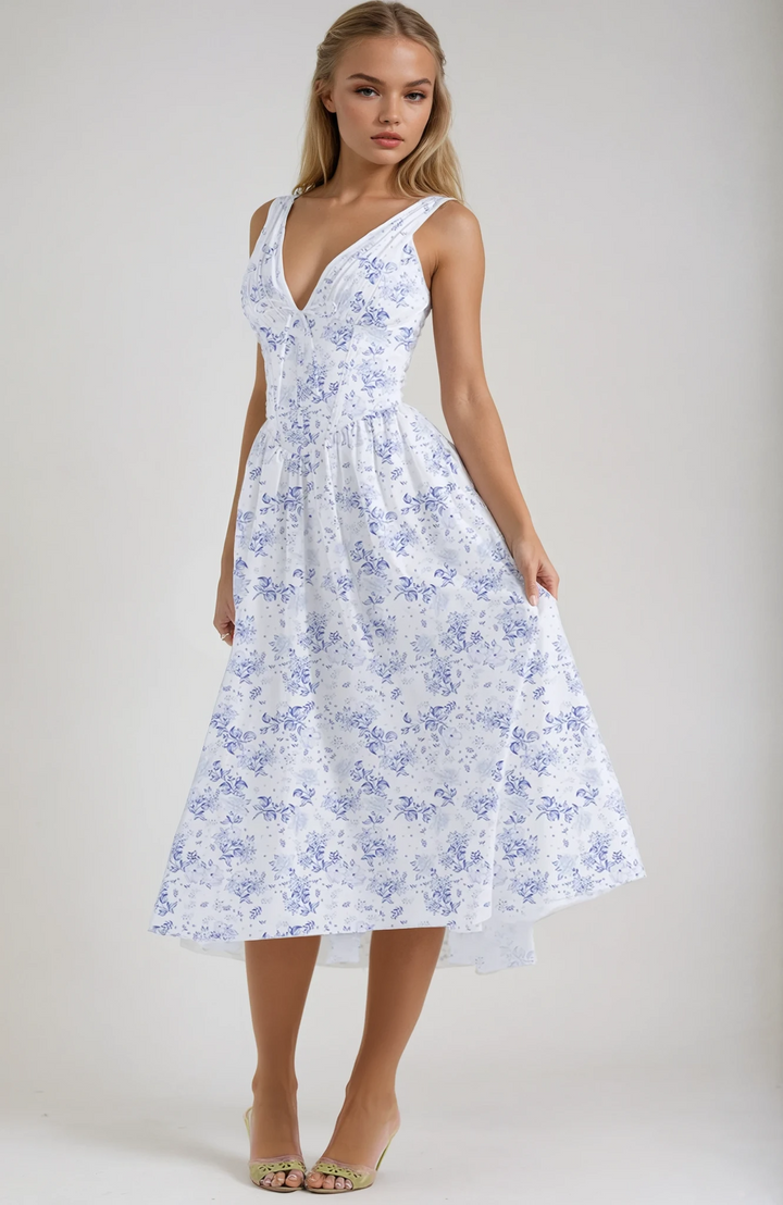 Sophie | Women's Floral V-Neck Midi Dress