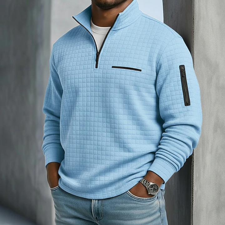 Theo | Men's Waffle Knit Quarter-Zip Jumper