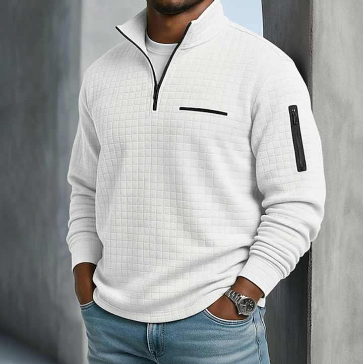 Theo | Men's Waffle Knit Quarter-Zip Jumper
