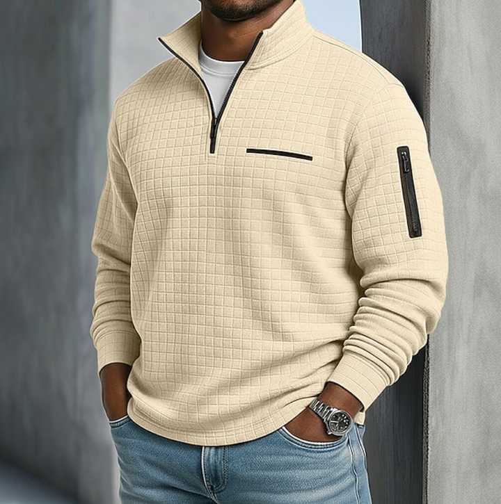 Theo | Men's Waffle Knit Quarter-Zip Jumper