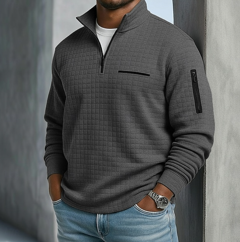 Theo | Men's Waffle Knit Quarter-Zip Jumper