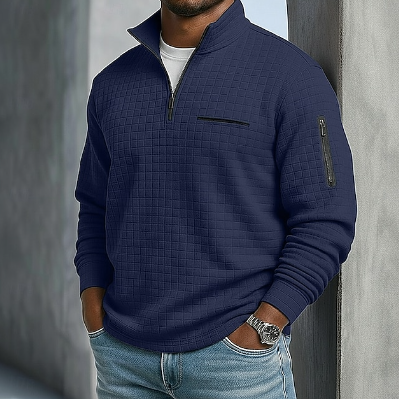 Theo | Men's Waffle Knit Quarter-Zip Jumper