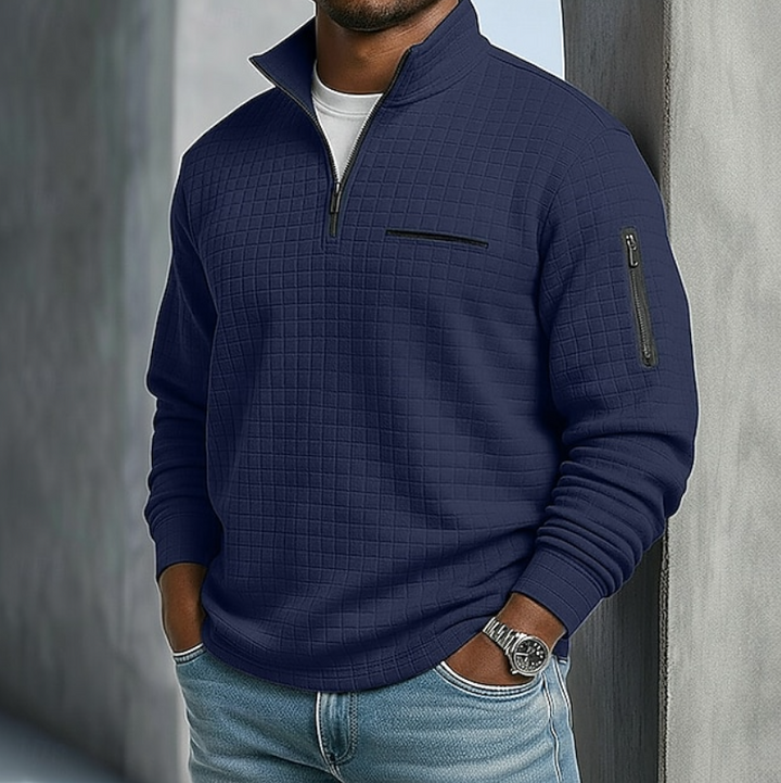 Theo | Men's Waffle Knit Quarter-Zip Jumper
