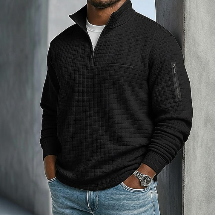 Theo | Men's Waffle Knit Quarter-Zip Jumper